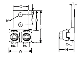 Dimensiones del conector Burndy Q2A34-2N