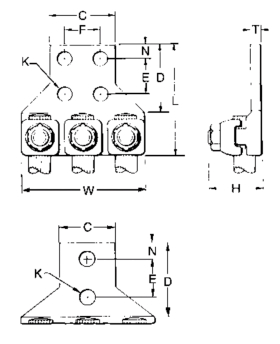 Dimensiones del conector Burndy Q3A26-2N