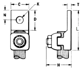 Dimensiones del conector Burndy QA1C-B