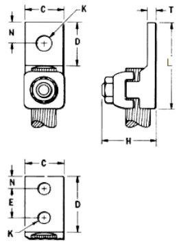 Dimensiones del conector Burndy QA28-2N