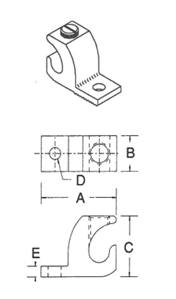 Dimensiones de la Conector Bimetálico para Charola LI-112S